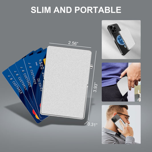 RFID Blocking Wallet Minimalist Slim Card Holder for Magsafe with Adjustable Stand, Metal Pop Up Magnetic Wallet for Men TOYFID-1
